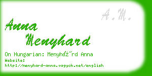 anna menyhard business card